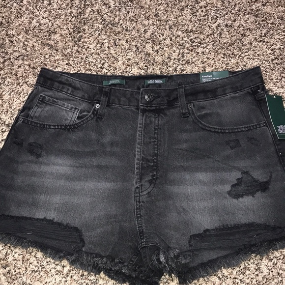 wild fable Pants - Wild Fable Grungy Distressed Black Denim High Rise Shorts Size 14 | NWT